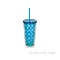 18 Unzen doppelverglaster Plastikbecher Diamant geschnittener Sippy Cup Maisbecher